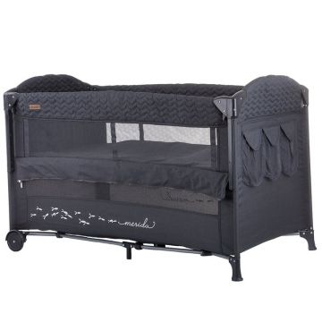 Chipolino - Patut pliabil Merida anthracite linen cu laterala culisanta