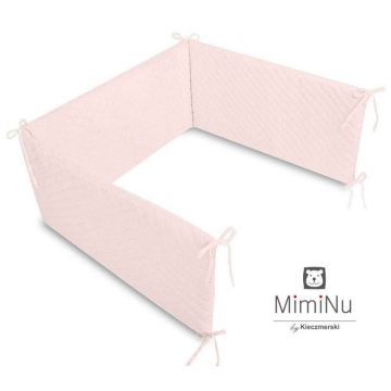 Aparatoare pentru patut, MimiNu, Matlasata, Din catifea moale, Cu fermoar, Cu husa detasabila si lavabila, Materiale certificate Oeko Tex Standard 100, 180x30 cm, Pink