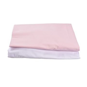 Set 2 cearsafuri bumbac 100% alb roz patut 120x60 cm