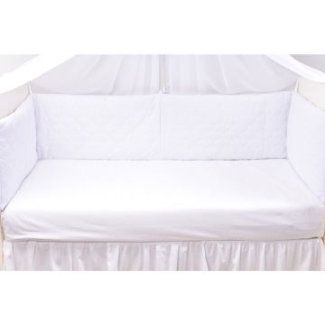 Paturica fermecata - Set complet aparatori groase Velvet matlasat alb 360 cm