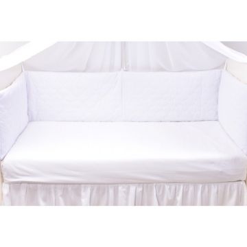 Paturica fermecata - Set complet aparatori groase Velvet matlasat alb 360 cm
