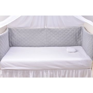 Paturica fermecata - Set complet aparatori groase Velvet matlasat gri 360 cm