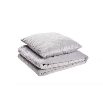 Set cuvertura si 2 pernute minky Velvet gri 150x200 cm