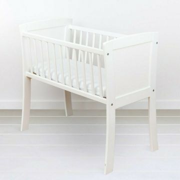 Woodies safe dreams - Mini Patut co-sleeping din lemn Alb, 90 x 40 cm