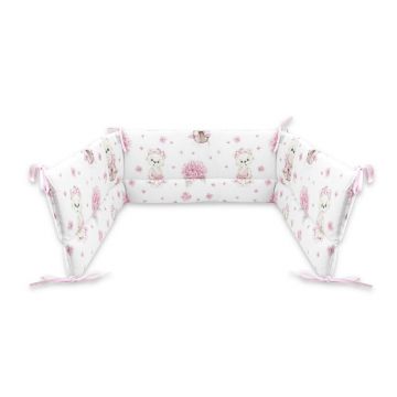 Aparatoare pentru patut, MimiNu, Din bumbac certificat Oeko Tex Standard 100, 180x30 cm, Cu panglici, Design, Pink Ballerina