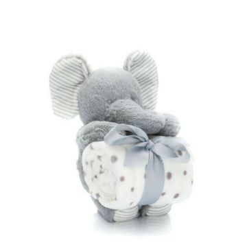 Fillikid - Paturica Elephant Pufoasa, Jucarie 24 cm din Poliester, 90x75 cm