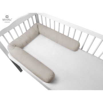 Aparatoare pentru patut, MimiNu, Tip rulou, Pentru patut, Lungime 180 cm, Din bumbac certificat Oeko Tex Standard 100, Colectia Royal, Beige