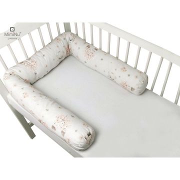 MimiNu - Aparatoare tip rulou pentru patut, Lungime 180 cm, Din bumbac certificat Oeko Tex Standard 100, Cu diametru de 10 cm, Design, Powdery Pink Ballerina