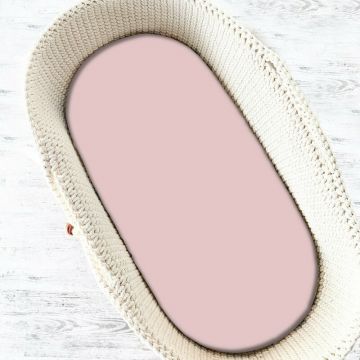 Cearceaf cu elastic, MimiNu, Pentru landou, carucior si cosulet, Dimensiune 80x35 cm, Din bumbac certificat Oeko Tex Standard 100, Colectia Royal, Powder Pink