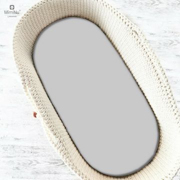 Cearceaf cu elastic, MimiNu, Pentru landou, landou, carucior si cosulet, 80x35 cm, Din Jerseu, Material certificat Oeko Tex Standard 100, Gray