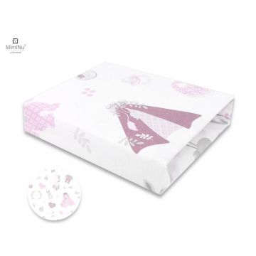 Miminu - Cearceaf cu elastic pentru patut leagan sau patut co-sleeper, Dimensiune 90x40 cm, Din bumbac certificat Oeko Tex Standard 100, Baby Shower Pink 