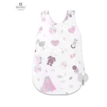 MimiNu - Sac de dormit pentru bebelusi, De iarna, Din bumbac certificat Oeko Tex Standard 100, Cu fermoar lateral, Cu capse pe umar, 70 cm, 0 - 6 luni, 2.5 Tog, Baby Shower Pink 