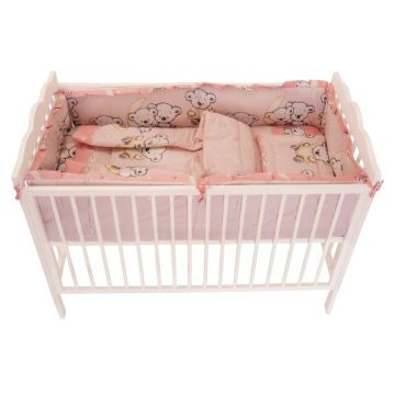 Lenjerie MyKids Bear On Moon Pink M1 4+1 Piese 140x70