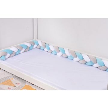 Paturica fermecata - Aparatori impletite plus minky bleu, gri si alb 360 cm