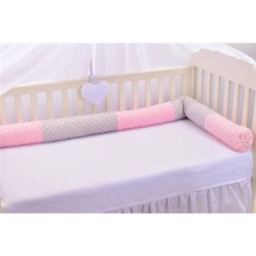 Paturica fermecata - Aparatori tip rulou minky gri roz 120 cm
