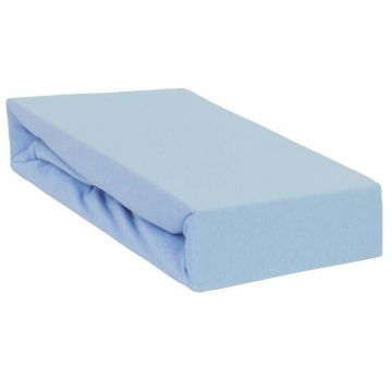 Cearceaf cu elastic, Qmini, Impermeabil, Pentru patut 120x60 cm, Din jerseu, Blue