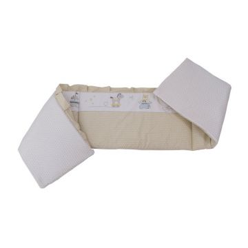 Aparatoare laterala, Babyneeds, Teddy Play M2, Pentru patut 120x60 cm, Cu umplutura antialergica, 180 x 32 cm, Bej