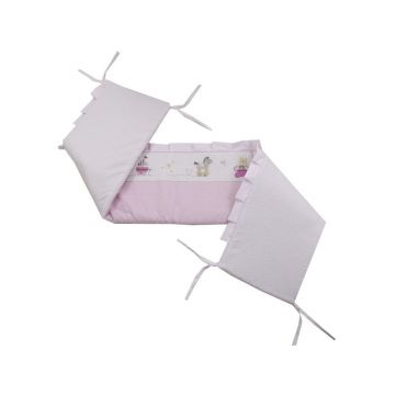 Aparatoare laterala, Babyneeds, Teddy Play M2, Pentru patut 120x60 cm, Cu umplutura antialergica, 180 x 32 cm, Roz