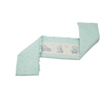 Aparatoare laterala, Babyneeds, Teddy Toys M2, Pentru patut 120x60 cm, Cu umplutura antialergica, 180 x 32 cm, Turquoise