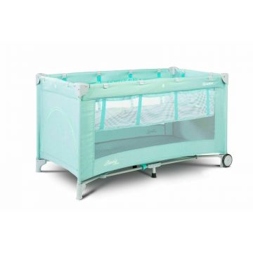 Caretero - Patut pliant cu doua nivele, Basic Plus, Cu geanta de transport, 120x60 cm, Mint