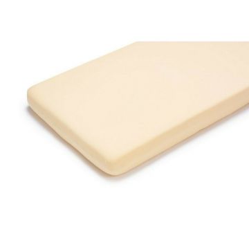 Cearsaf din bumbac jersey cu elastic pe contur 120x60x15 cm, Vanila