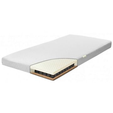 Danpol - Saltea pentru copii Cocos Spuma Arcuri Latex cu husa detasabila bumbac 127x63x14 cm
