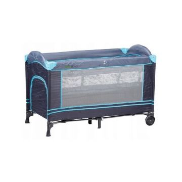 Ecotoys - Patut pliabil cu 2 nivele, Bleumarin