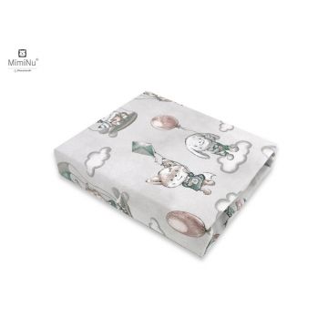 Cearceaf cu elastic, MimiNu, Pentru patut leagan sau patut co-sleeper, Dimensiune 90x40 cm, Din bumbac certificat Oeko Tex Standard 100, Parachutes Olive