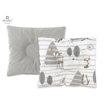 Perna bebelus, MimiNu, Profilata, Cu doua fete, Cu functie anti-soc, Pufoasa, Din catifea si bumbac, 23x26 cm, Materiale certificate Oeko Tex Standard 100, Velvet Forest