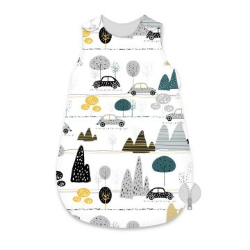 Sac de dormit, MimiNu, Pentru bebelusi, De iarna, Din bumbac certificat Oeko Tex Standard 100, Cu fermoar lateral, Cu capse pe umar, 70 cm, 0 - 6 luni, 2.5 Tog, Childrens Journey Grey