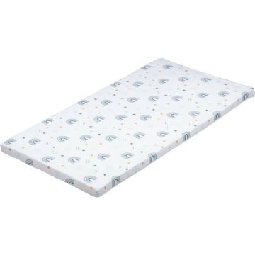 Saltea pliabila, B몺, Pentru patut, Cu husa detasabila din bumbac, Pentru patut de dimensiunea 120x60 cm, Conform cu standardul european de securitate EN 16890/2021, Rainbow