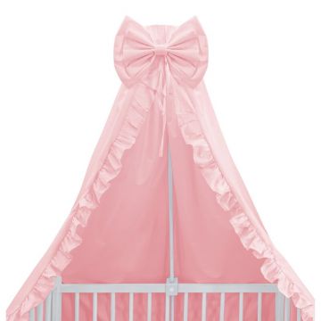 Baldachin, MimiNu, Pentru patut, Cu funda si volanas, 210x145 cm, Materiale certificate Oeko Tex Standard 100, Colectia Royal, Powder Pink Baldachin, MimiNu, Pentru patut, Cu funda si volanas, 210x145 cm, Materiale certificate Oeko Tex Standard 100, Colectia Royal, Powder Pink