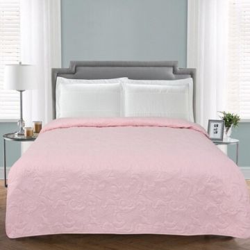 Cuvertura de pat matlasata pentru copii Butterfly, Heinner, 200x220 cm, microfibra, roz