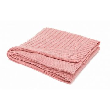 Patura tricotata 100% bumbac,100x80cm, Pink Fillikid