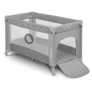 Patut pliant, Lionelo, Stefi, Cu un nivel, Cu intrare laterala cu fermoar, 2 roti, 120x60 cm, Conform cu standardul european de securitate EN 716, Grey