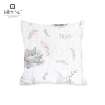 Perna clasica de dormit, MimiNu, Cu husa detasabila cu fermoar, Din bumbac certificat Oeko Tex Standard 100, 40x40 cm, Lulu Rose