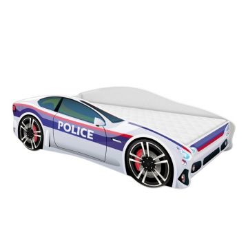 MyKids - Patut junior cu saltea Car Police, 140x70 cm