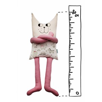 Papusa perna hand made pentru copii Pisica Fifi 80 cm
