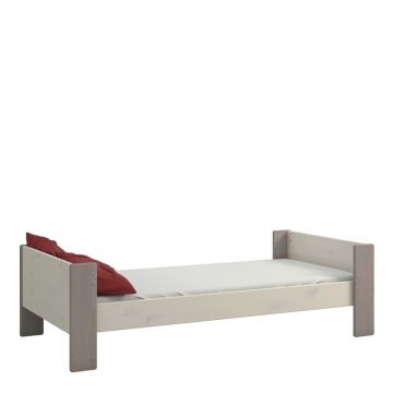 Pat pentru copii 90x200 cm alb/gri din lemn masiv de pin Steens for Kids - Tvilum Pat pentru copii 90x200 cm alb/gri din lemn masiv de pin Steens for Kids - Tvilum