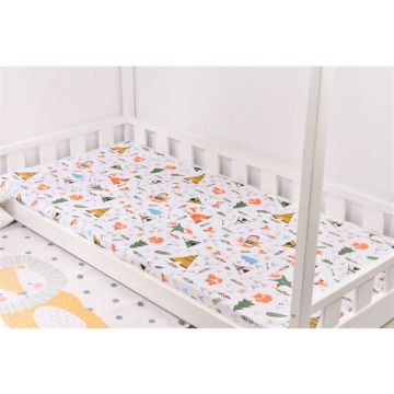 Paturica fermecata - Cearsaf bumbac 100% model animalute pat casuta Montessorri 90x200 cm
