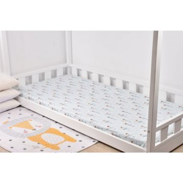 Paturica fermecata - Cearsaf bumbac 100% model balerine pe fond verde pat casuta Montessorri 90x200 cm