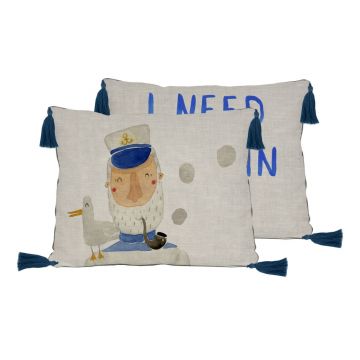 Pernă decorativă cu amestec de in Little Nice Things Captain, 50 x 35 cm