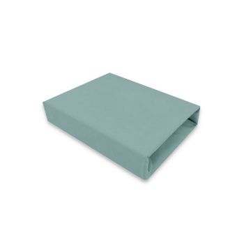 Cearceaf cu elastic, Qmini, Pentru patut leagan sau patut co-sleeper, Dimensiune 90x40 cm, Din bumbac certificat Oeko Tex Standard 100, Dark Mint