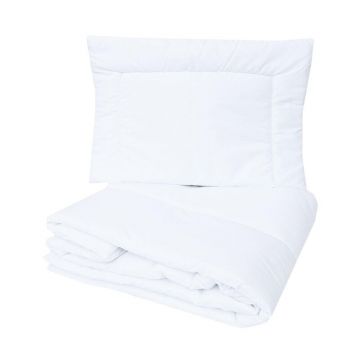 Set pilota si perna, MimiNu, Pentru patut, Din bumbac certificat Oeko Tex Standard 100, Perna 40x60 cm, Pilota 100x135 cm, White Set pilota si perna, MimiNu, Pentru patut, Din bumbac certificat Oeko Tex Standard 100, Perna 40x60 cm, Pilota 100x135 cm, White