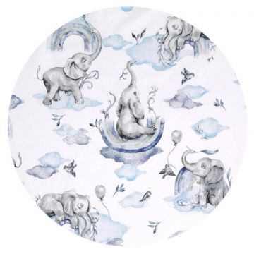 Aparatoare pentru patut 120X60 cm Qmini din bumbac Elephants on Rainbow Blue