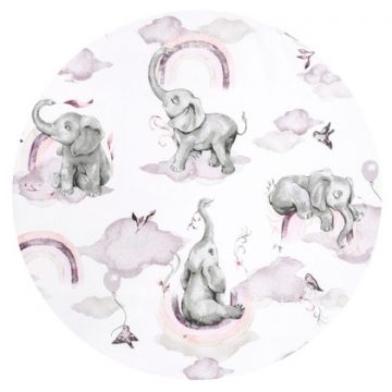 Aparatoare pentru patut 120X60 cm Qmini din bumbac Elephants on Rainbow Pink