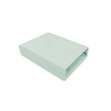 Cearceaf cu elastic Qmini pentru patut 90x40 cm din bumbac jersey Cold Mint