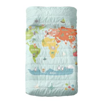 Cuvertură pentru copii din bumbac 130x100 cm World map – Mr. Fox