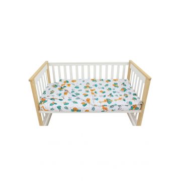 Lenjerie 3 piese, bumbac, animalute in jungla, 120x60cm, multicolor