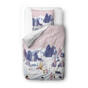 Lenjerie de pat pentru copii din bumbac satinat 140x200 cm Pink Sky - Butter Kings